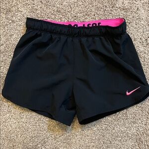 Nike Women's Black and Pink Athletic Dri-fit Shorts